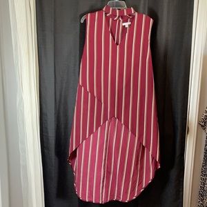 New York & Co - XXL / Hi-low / red khaki striped blouse